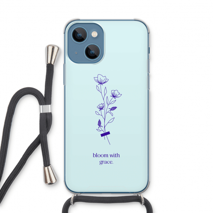 Bloom with grace: iPhone 13 Transparant Hoesje met koord
