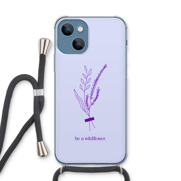 Be a wildflower: iPhone 13 Transparant Hoesje met koord