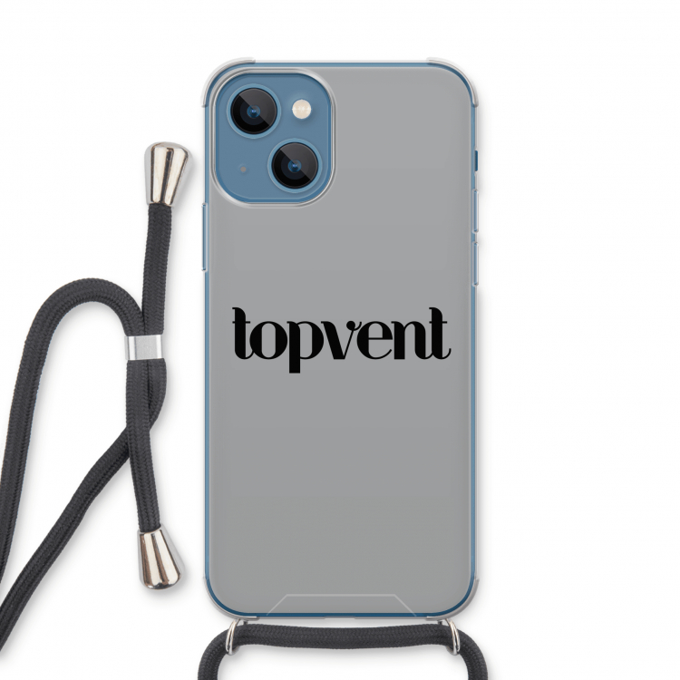 Topvent Grijs Zwart: iPhone 13 Transparant Hoesje met koord