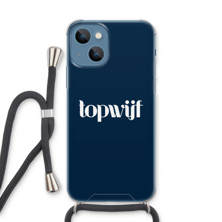 Topwijf Navy: iPhone 13 Transparant Hoesje met koord
