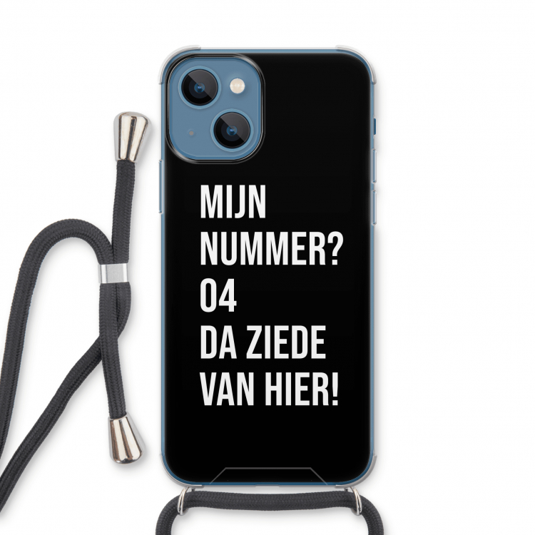 Da ziede van hier - Zwart: iPhone 13 Transparant Hoesje met koord