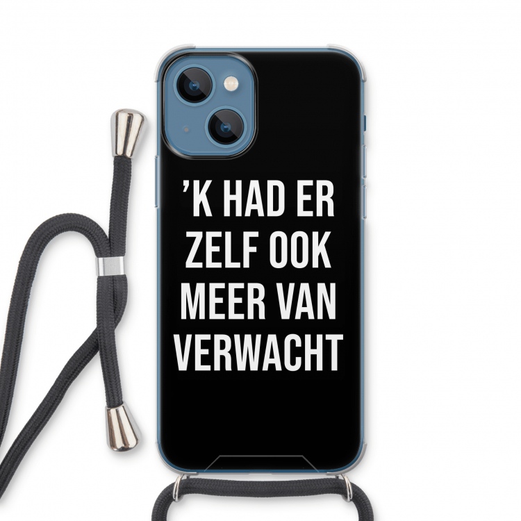 Meer verwacht - Zwart: iPhone 13 Transparant Hoesje met koord