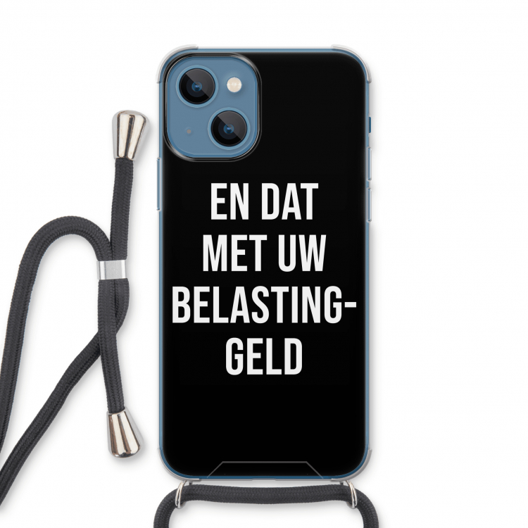 Belastinggeld - Zwart: iPhone 13 Transparant Hoesje met koord