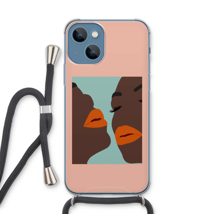 Orange lips: iPhone 13 Transparant Hoesje met koord