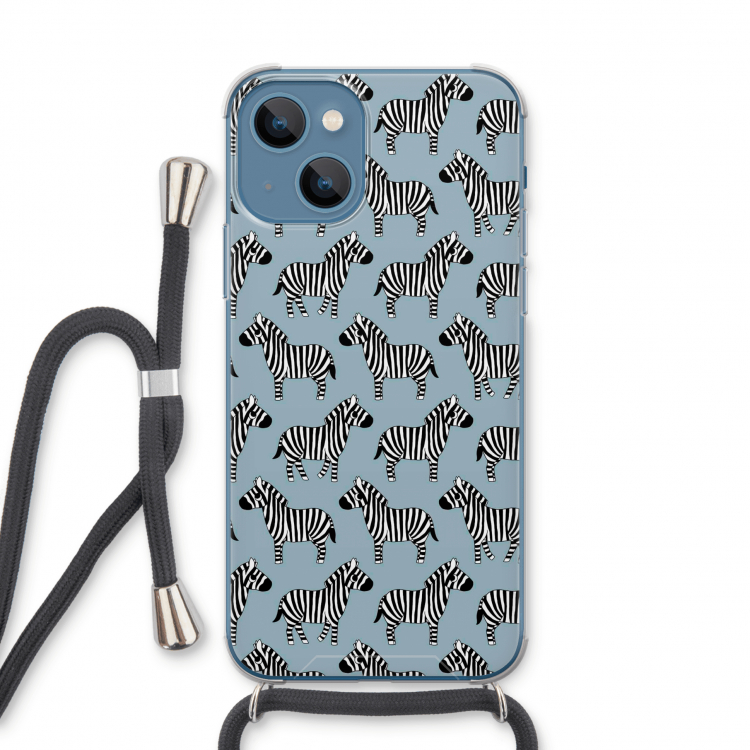 Zebra: iPhone 13 Transparant Hoesje met koord