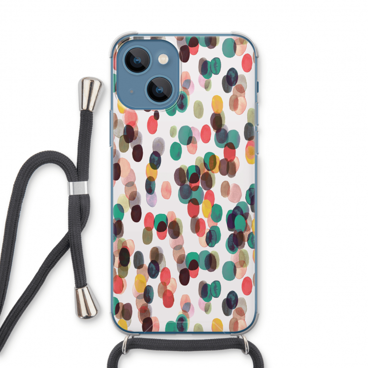 Tropical Dots: iPhone 13 Transparant Hoesje met koord