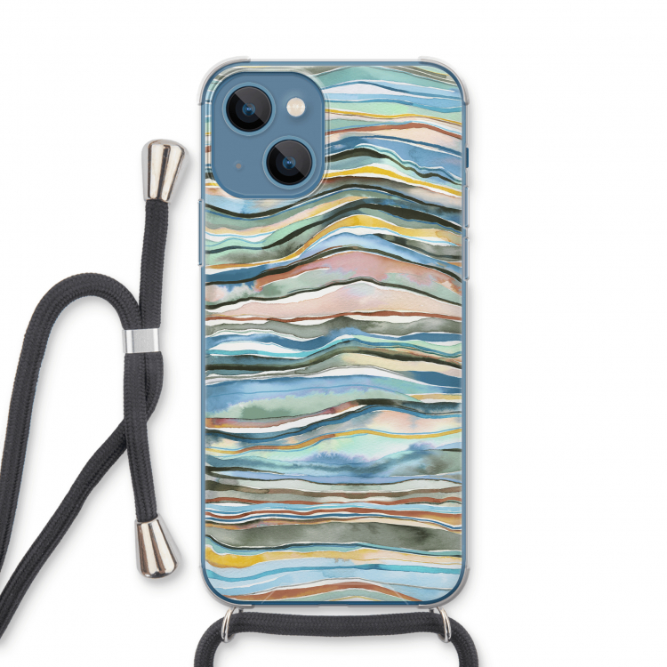 Watercolor Agate: iPhone 13 Transparant Hoesje met koord