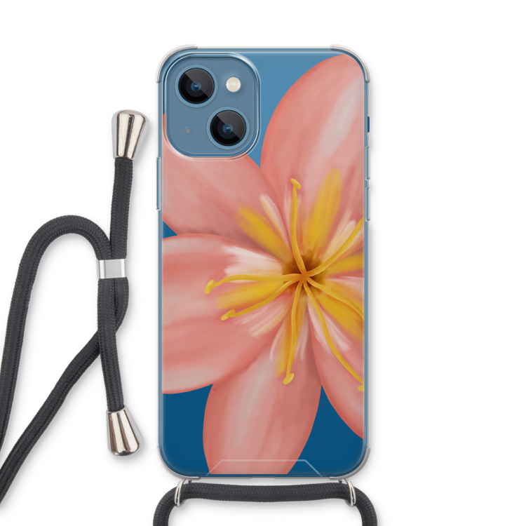 Pink Ellila Flower: iPhone 13 Transparant Hoesje met koord