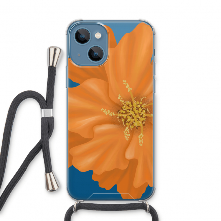 Orange Ellila flower: iPhone 13 Transparant Hoesje met koord