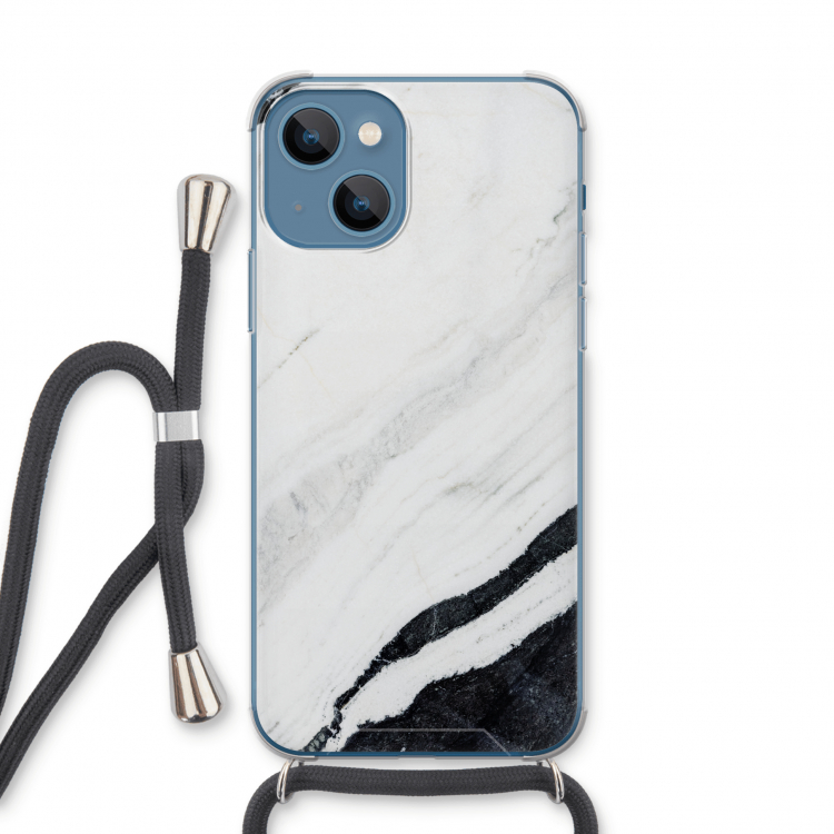 Elegante marmer: iPhone 13 Transparant Hoesje met koord