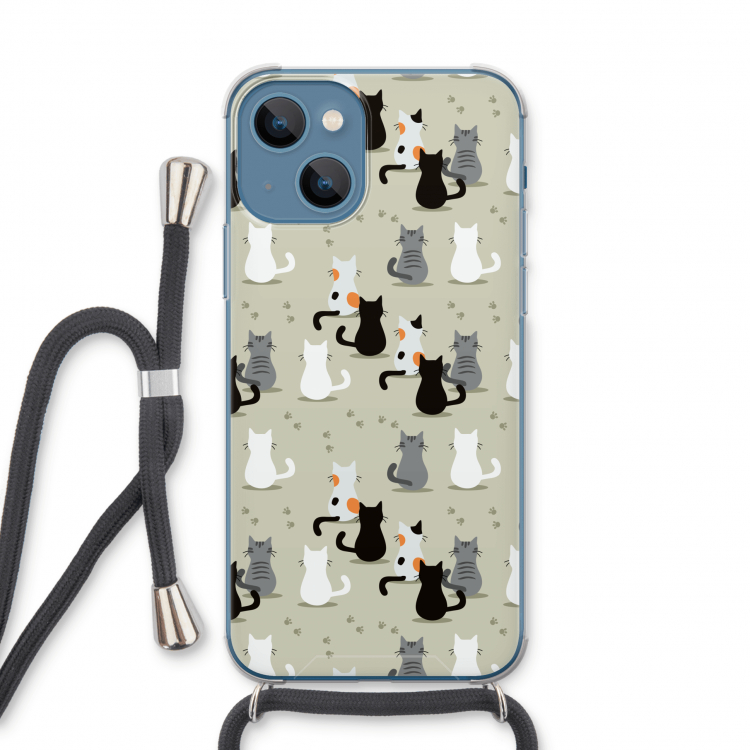 Katten: iPhone 13 Transparant Hoesje met koord