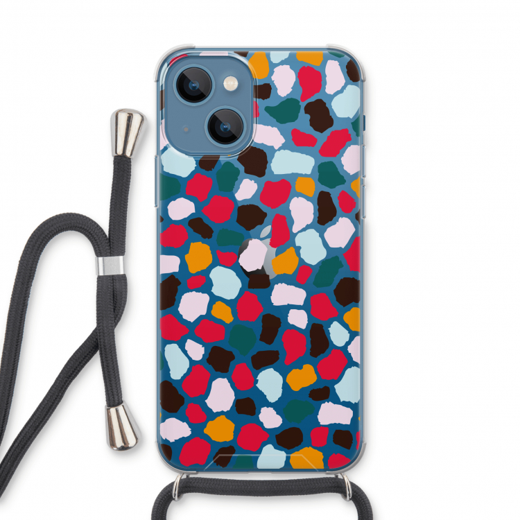 Colored Giraffe: iPhone 13 Transparant Hoesje met koord