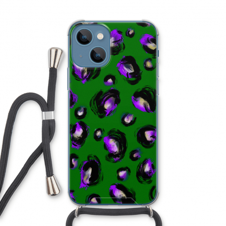 Green Cheetah: iPhone 13 Transparant Hoesje met koord