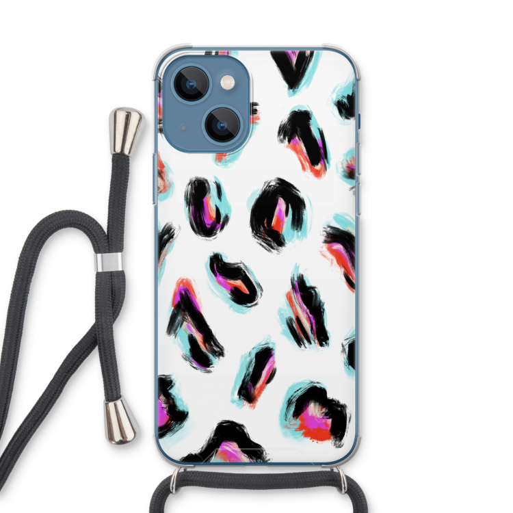 Cheetah color: iPhone 13 Transparant Hoesje met koord