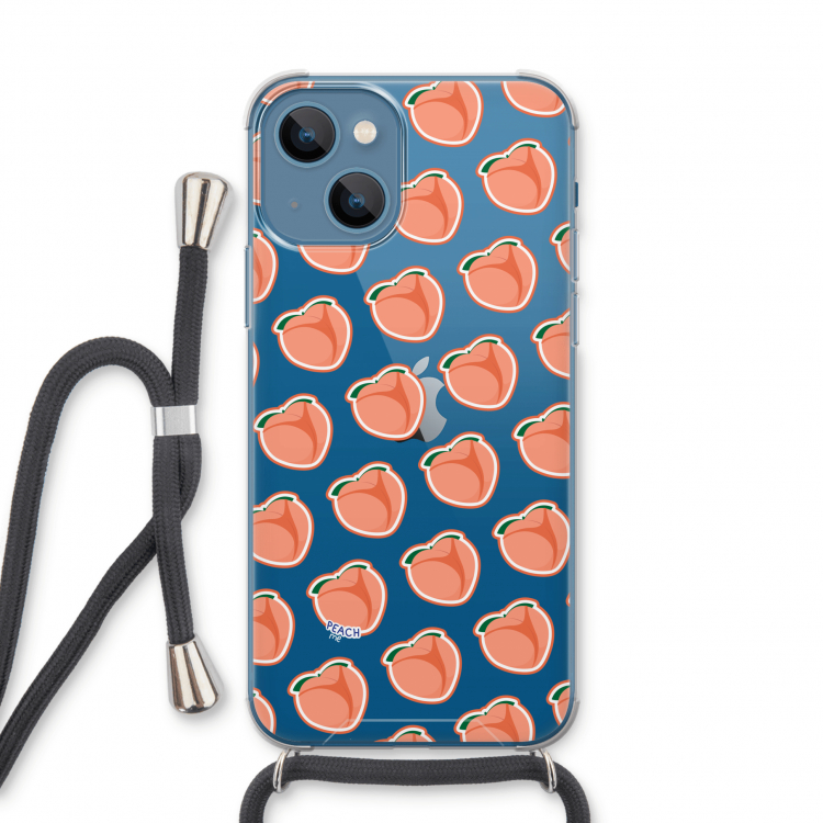 Just peachy: iPhone 13 Transparant Hoesje met koord