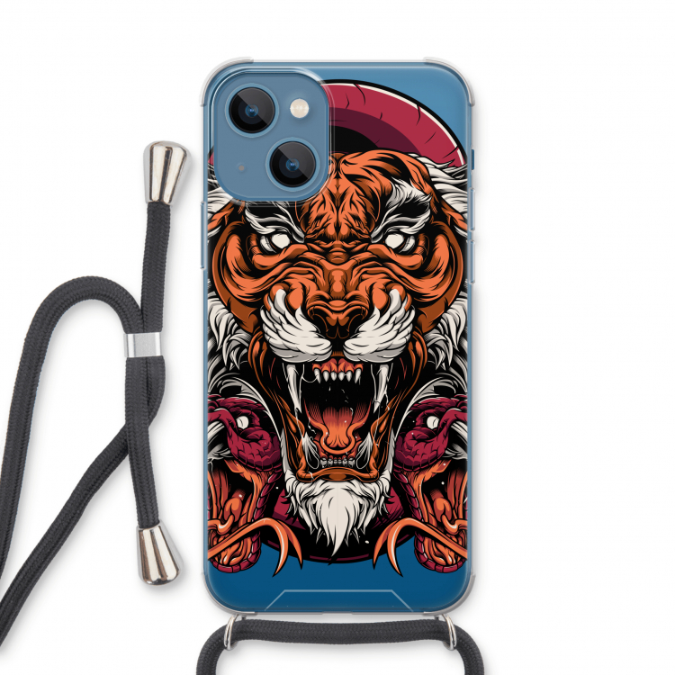 Tiger and Rattlesnakes: iPhone 13 Transparant Hoesje met koord