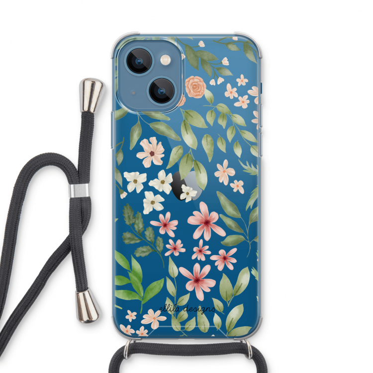 Botanical sweet flower heaven: iPhone 13 Transparant Hoesje met koord