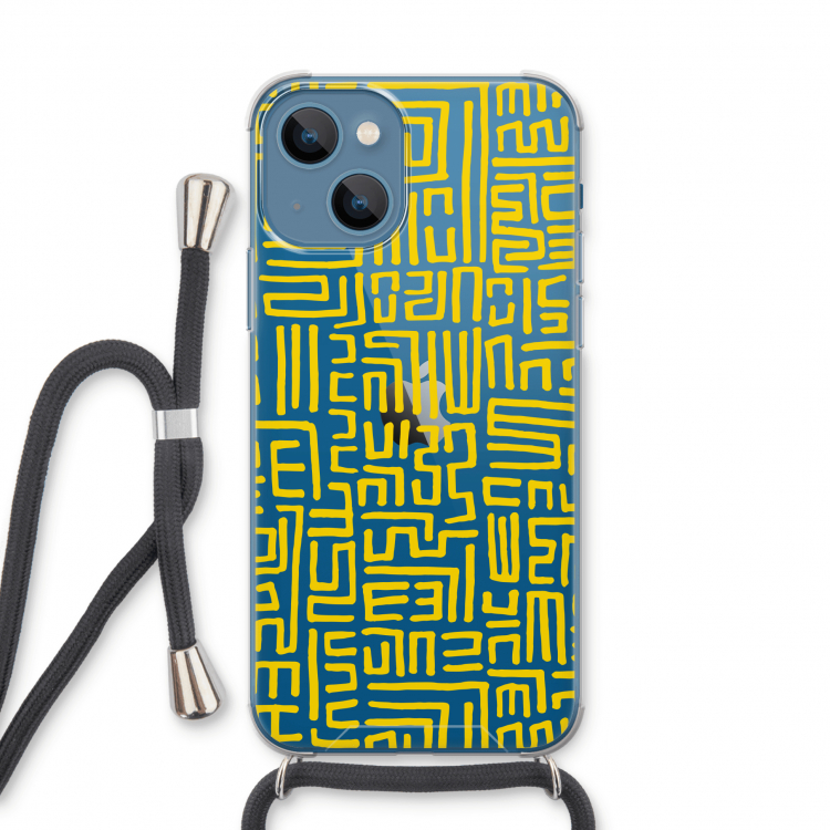 Majorelle Blue Print: iPhone 13 Transparant Hoesje met koord