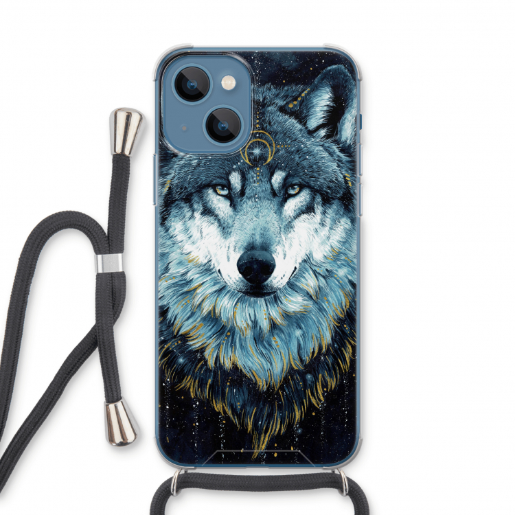 Darkness Wolf: iPhone 13 Transparant Hoesje met koord