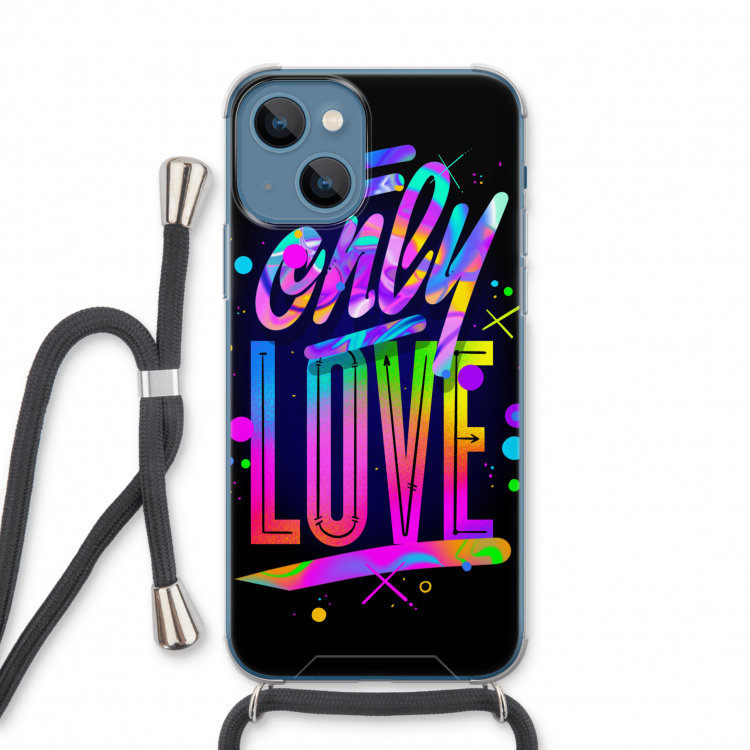 Only Love: iPhone 13 Transparant Hoesje met koord