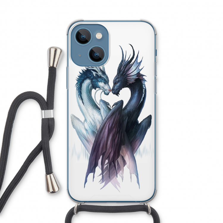 Yin Yang Dragons: iPhone 13 Transparant Hoesje met koord