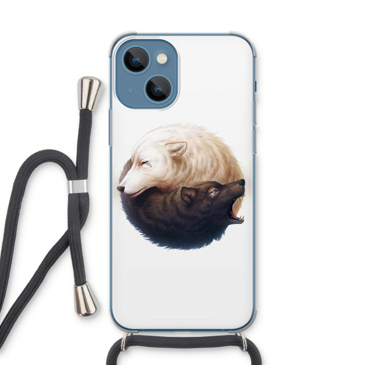 Yin Yang Wolves: iPhone 13 Transparant Hoesje met koord