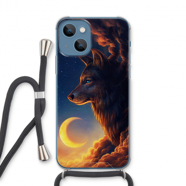 Night Guardian: iPhone 13 Transparant Hoesje met koord