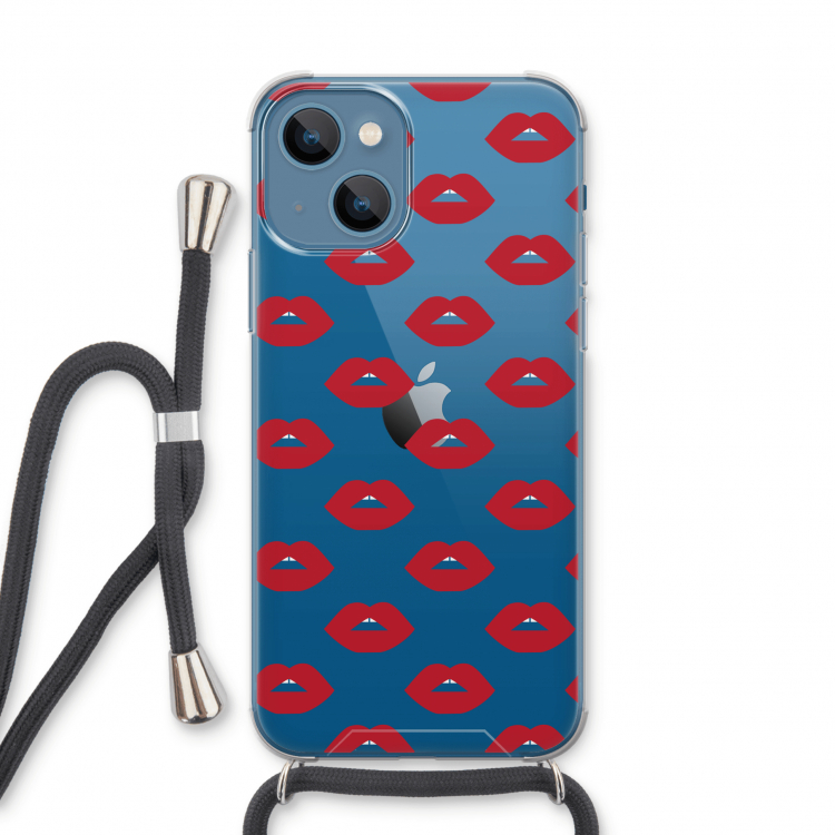 Lips: iPhone 13 Transparant Hoesje met koord