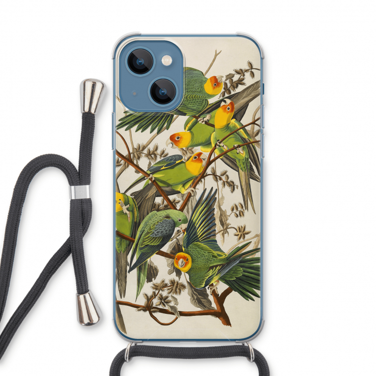 Carolinaparkiet: iPhone 13 Transparant Hoesje met koord