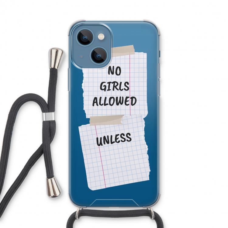 No Girls Allowed Unless: iPhone 13 Transparant Hoesje met koord