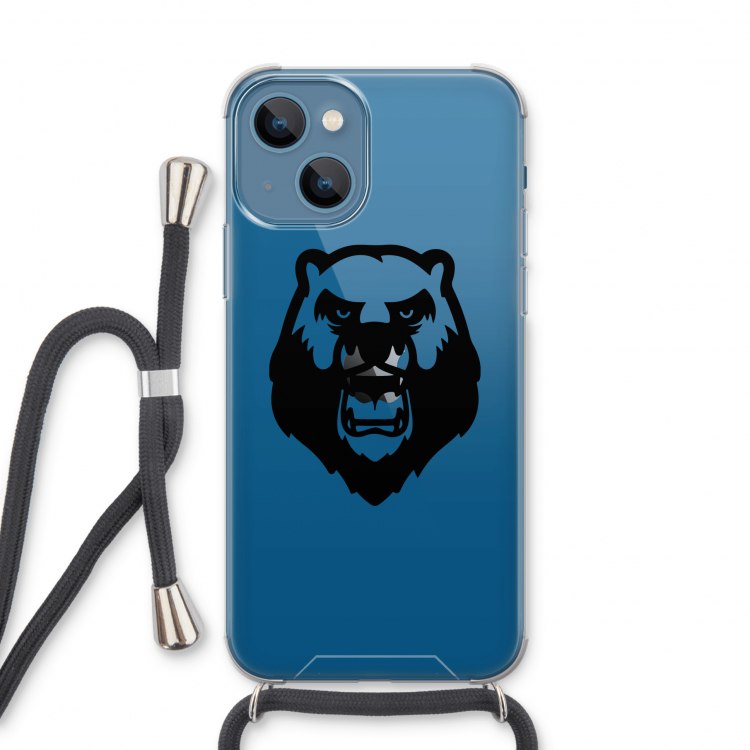 Angry Bear (black): iPhone 13 Transparant Hoesje met koord