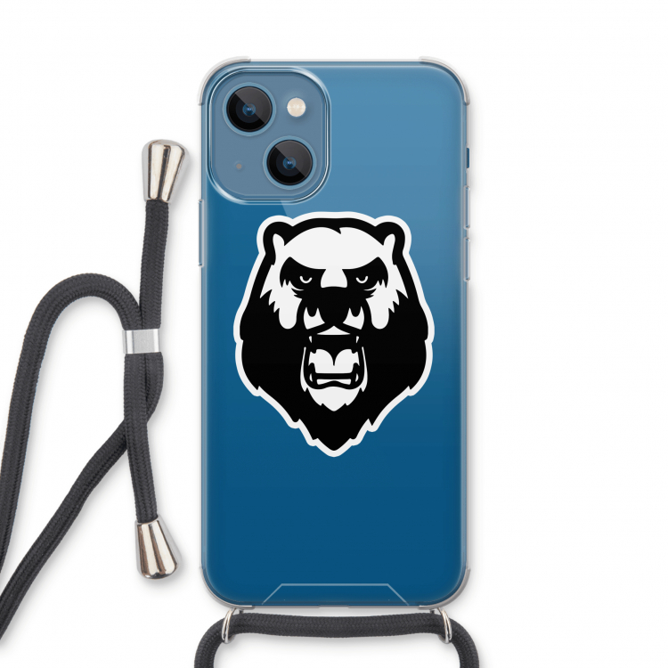 Angry Bear (white): iPhone 13 Transparant Hoesje met koord