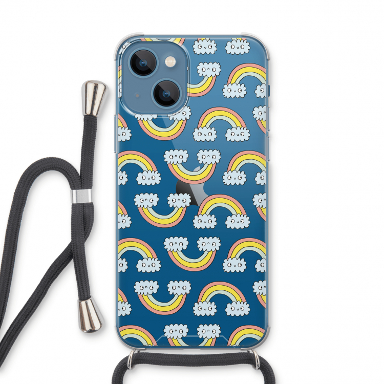 Regenboog: iPhone 13 Transparant Hoesje met koord