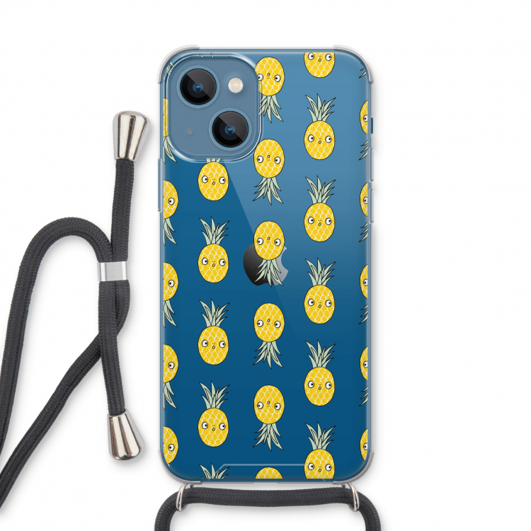 Ananas: iPhone 13 Transparant Hoesje met koord