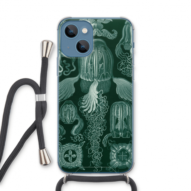 Haeckel Cubomedusae: iPhone 13 Transparant Hoesje met koord