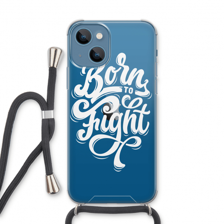 Born to Fight: iPhone 13 Transparant Hoesje met koord