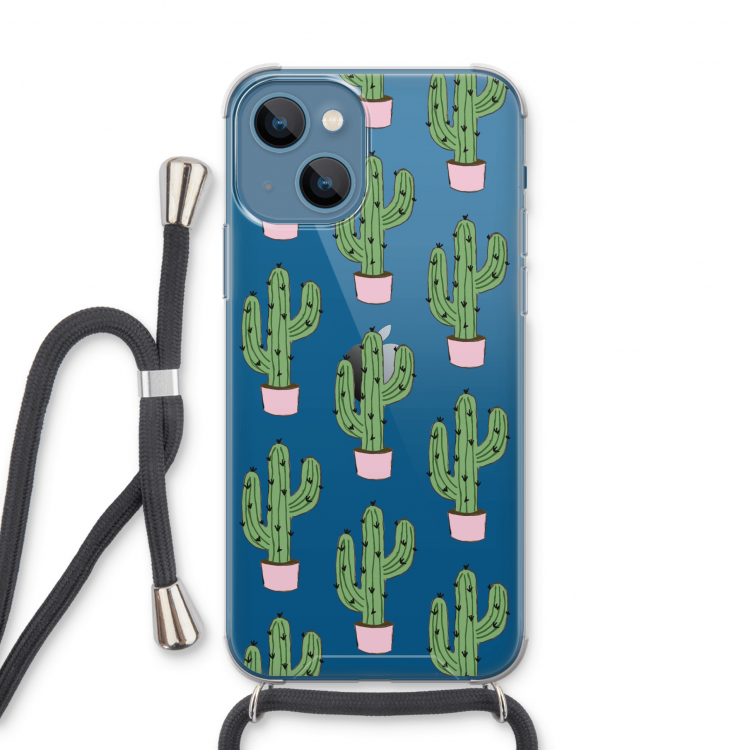 Cactus Lover: iPhone 13 Transparant Hoesje met koord