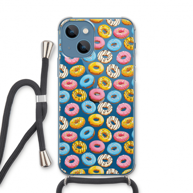 Pink donuts: iPhone 13 Transparant Hoesje met koord
