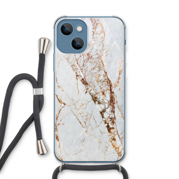 Goud marmer: iPhone 13 Transparant Hoesje met koord