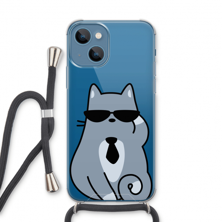 Cool cat: iPhone 13 Transparant Hoesje met koord