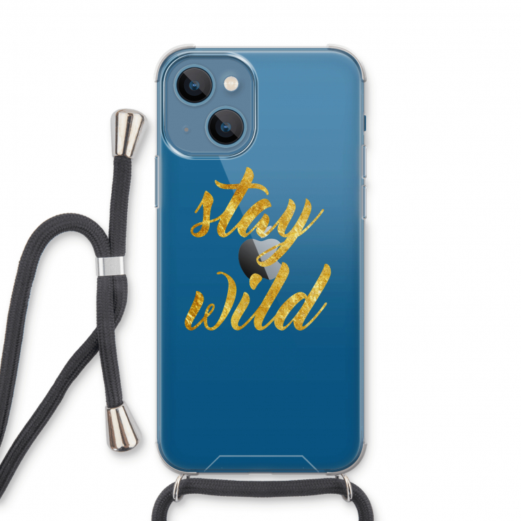 Stay wild: iPhone 13 Transparant Hoesje met koord