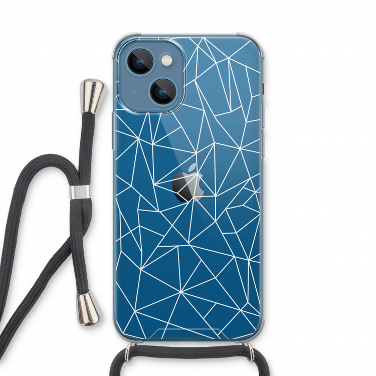 Geometrische lijnen wit: iPhone 13 Transparant Hoesje met koord
