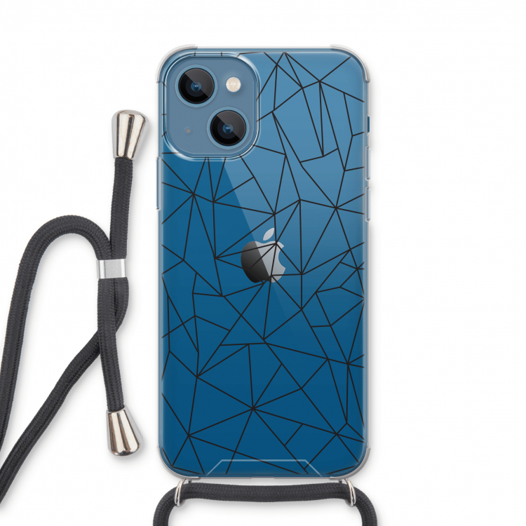 Geometrische lijnen zwart: iPhone 13 Transparant Hoesje met koord