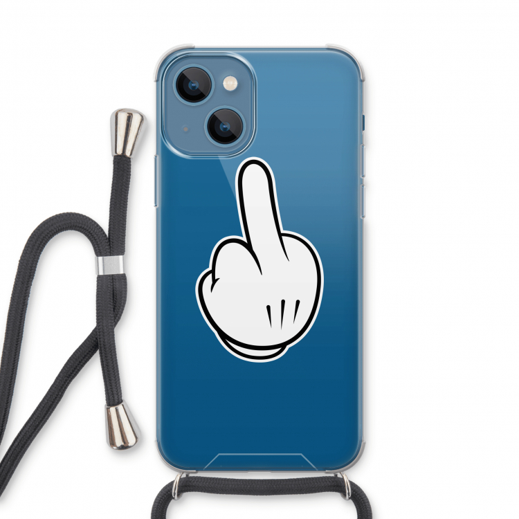 Middle finger black: iPhone 13 Transparant Hoesje met koord