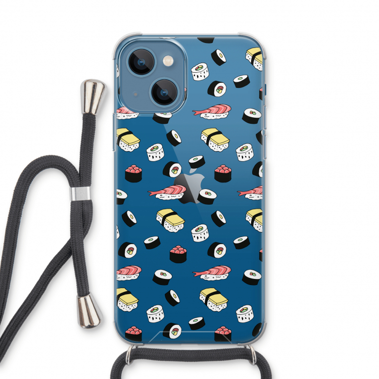 Sushi time: iPhone 13 Transparant Hoesje met koord