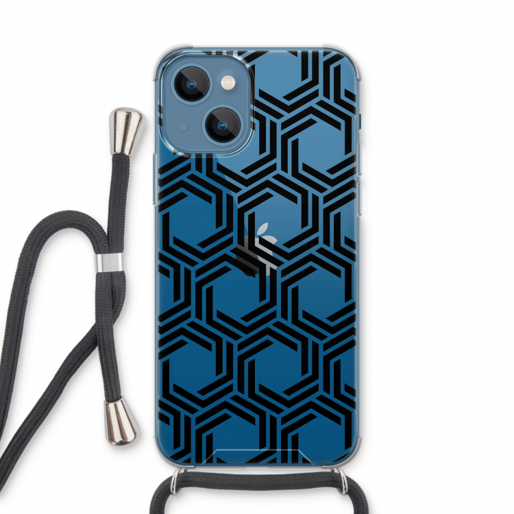 Geometrisch patroon: iPhone 13 Transparant Hoesje met koord