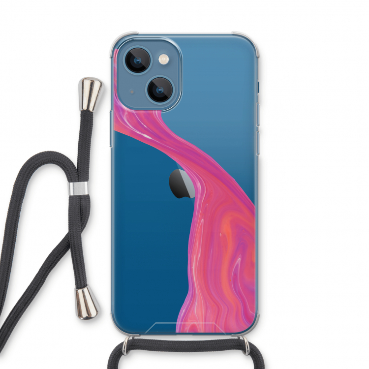 Paarse stroom: iPhone 13 Transparant Hoesje met koord