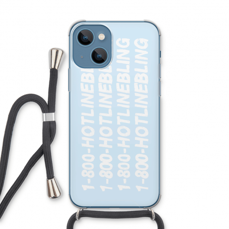 Hotline bling blue: iPhone 13 Transparant Hoesje met koord