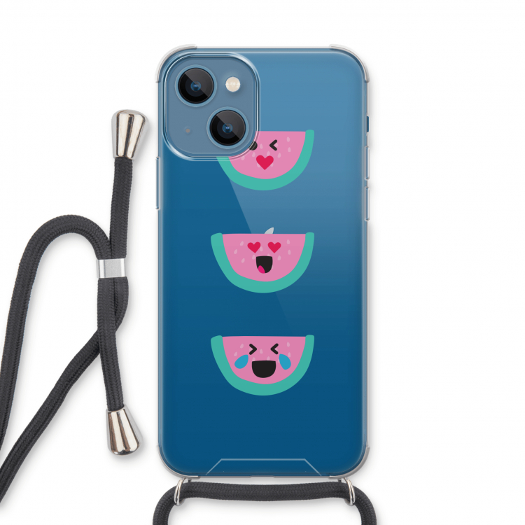 Smiley watermeloen: iPhone 13 Transparant Hoesje met koord