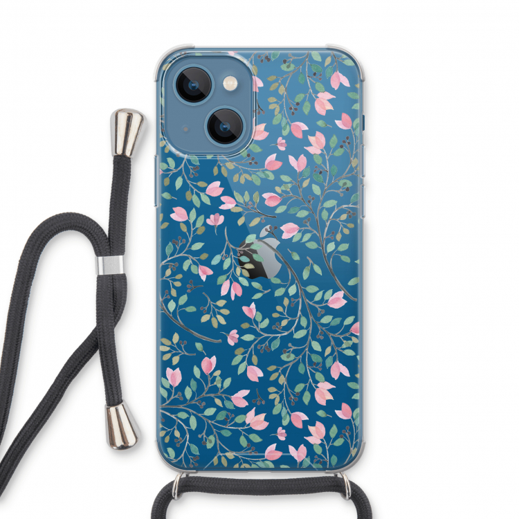 Sierlijke bloemen: iPhone 13 Transparant Hoesje met koord